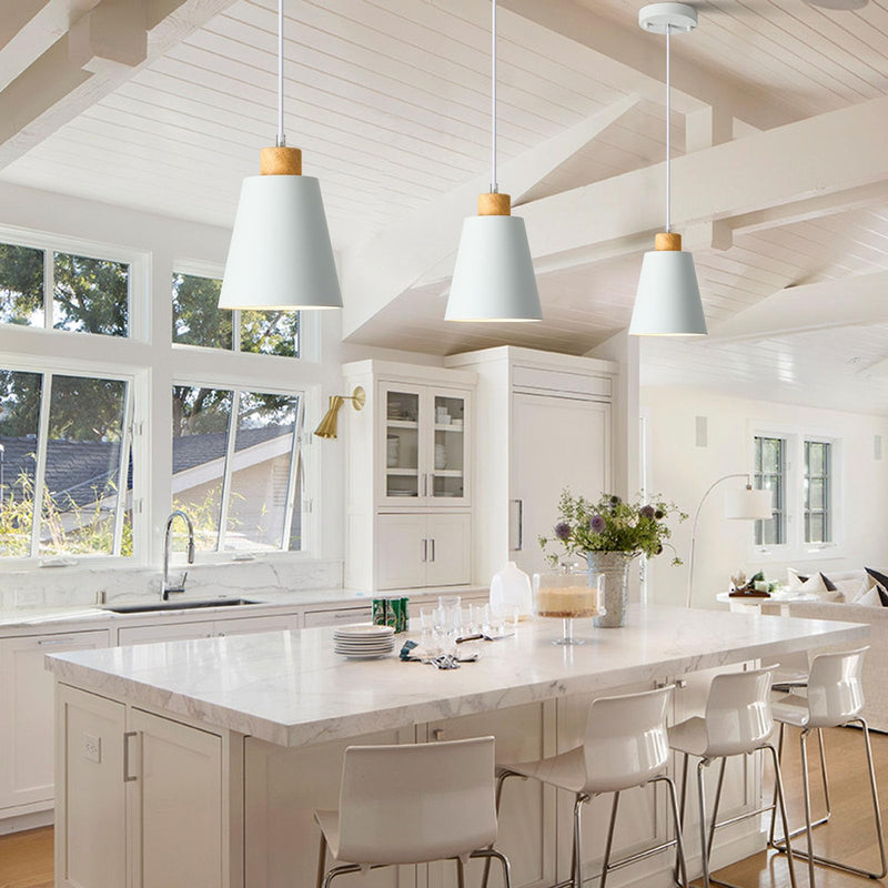 White Pendant Light Kitchen Island Wood Pendant Lighting Mini Modern Hanging Light Small Pendant Light Fixture for Dining Room,Bar,Bedroom,Adjustable Cord,5.94 inch,1 PCS White 1 PACK