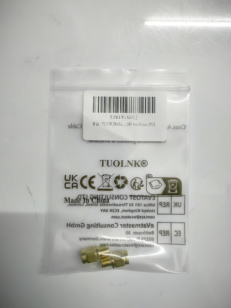 2PCS SMA Coax Connector Cable Gender Changers, SMA Female to RP-SMA Male Coax Adapter Low Loss Coaxial Connector for Radio Antenna, Audio Gold