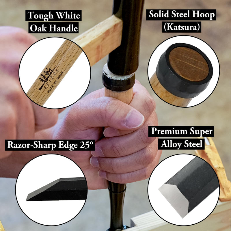 SUIZAN Japanese Wood Chisel 1/2" (12mm) - Professional Oire Nomi Woodworking tools 12mm (1/2")