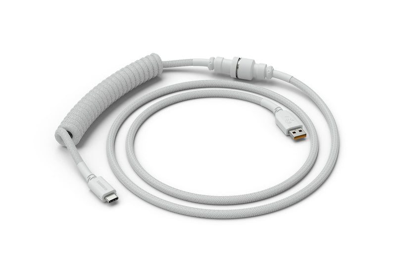Glorious Coiled Keyboard Cable – USB C Artisan Braided Cables for Mechanical Gaming - Custom (White) White