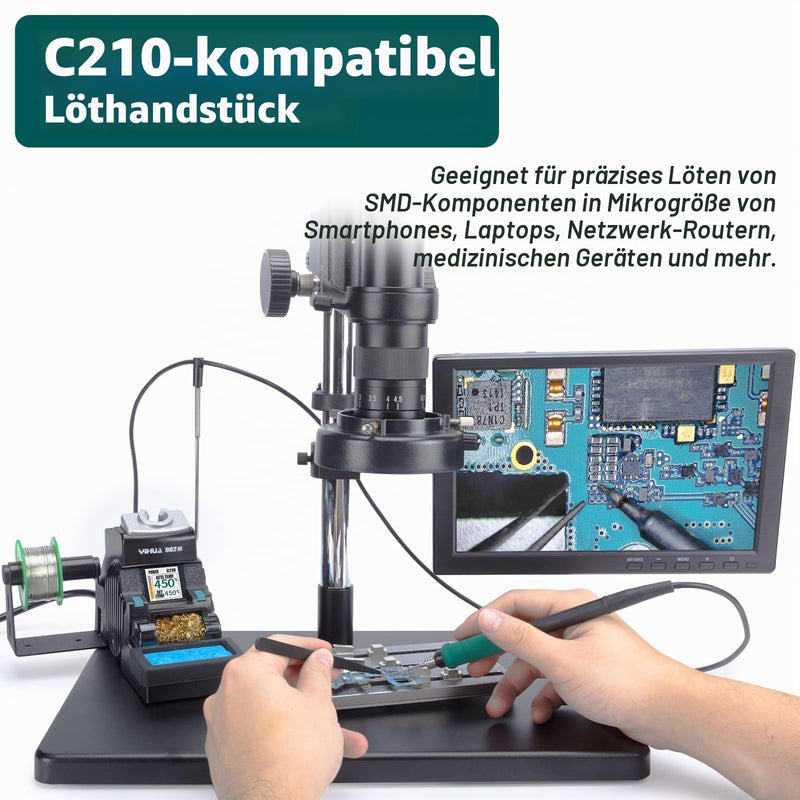 YIHUA 982-III Precise Soldering Station Kit C210 - Compatible with 3 C210 Soldering Tips, Lead Free Solder Wire, Sleep Mode, Automatic Standby, Tip Change Slots, Full Color Display
