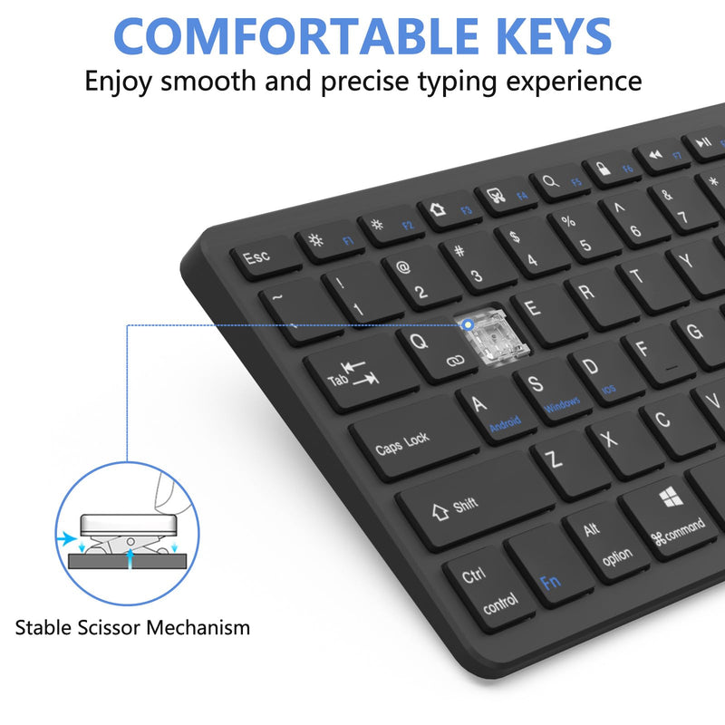 Bluetooth Keyboard for iPad, Bluetooth Keyboard Compatible iPad 10th 9th 8th, iPad Air 5th 4th, iPad Pro 13/12.9/11 inch, iPad Air 13/11 inch, Portable Keyboard Including iOS, Android, Windows - Black