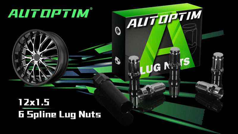 AUTOPTIM M12x1.5 Extended Lug Nuts - 24Pcs 6 Spline Chrome Nuts with Socket M12x1.5(Extended) 24 Pcs