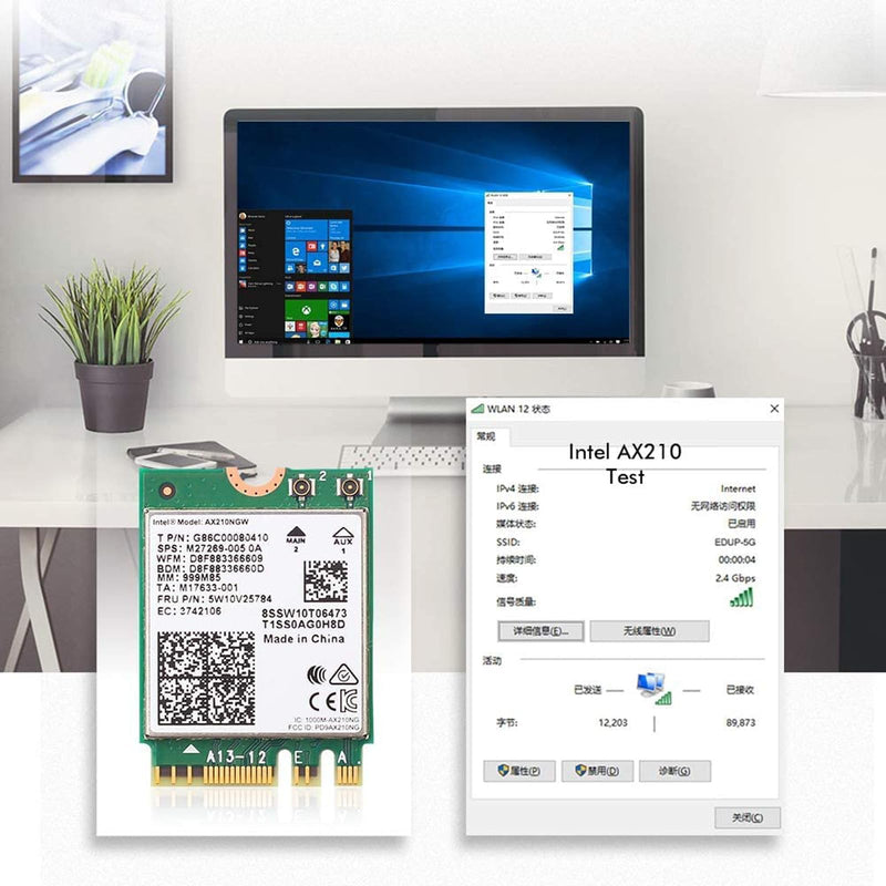 EDUP WiFi 6E AX210 NGW Wireless Card, Intel Laptop Network Adapter with Bluetooth 5.3, Tri-Band 5400Mbps WiFi Module, M.2/NGFF 2230 WiFi Chip, MU-MIMO, Supports Windows 10/11 (64-Bit)