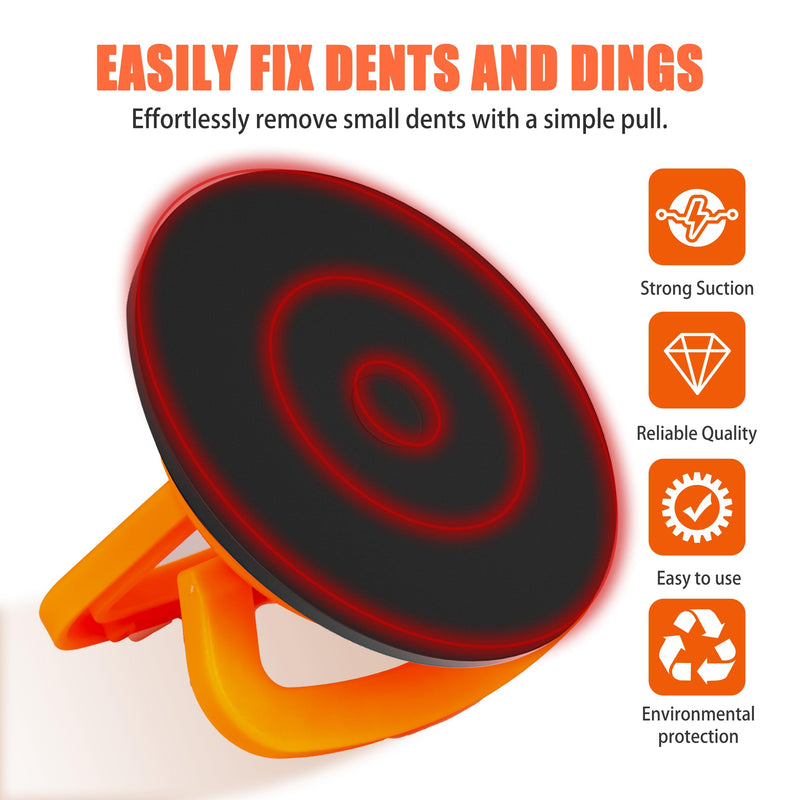 Large Orange Car Dent Puller, Powerful Dent Removal Tool - Multi-Purpose Dent Puller Suction Cup for Car, Glass, Tiles, Mirrors - Durable and Easy to Use