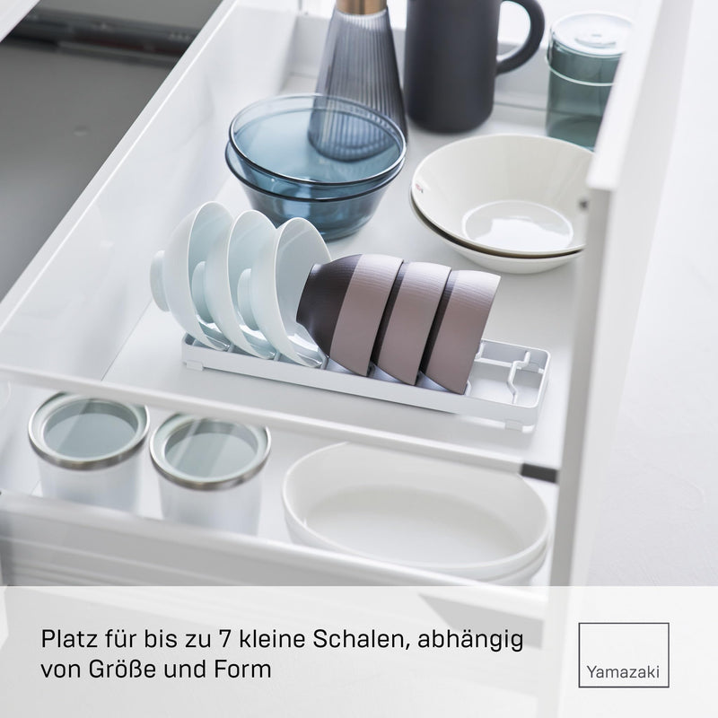 Yamazaki 1371 Tower Bowl Storage S White Steel Minimalist 32 x 8.6 x 2.2 cm (L x W x H) | Steel, with non-slip silicone feet, organizer for shelves and drawers, 8.6 x 32 x 2.2 cm, Japanese design