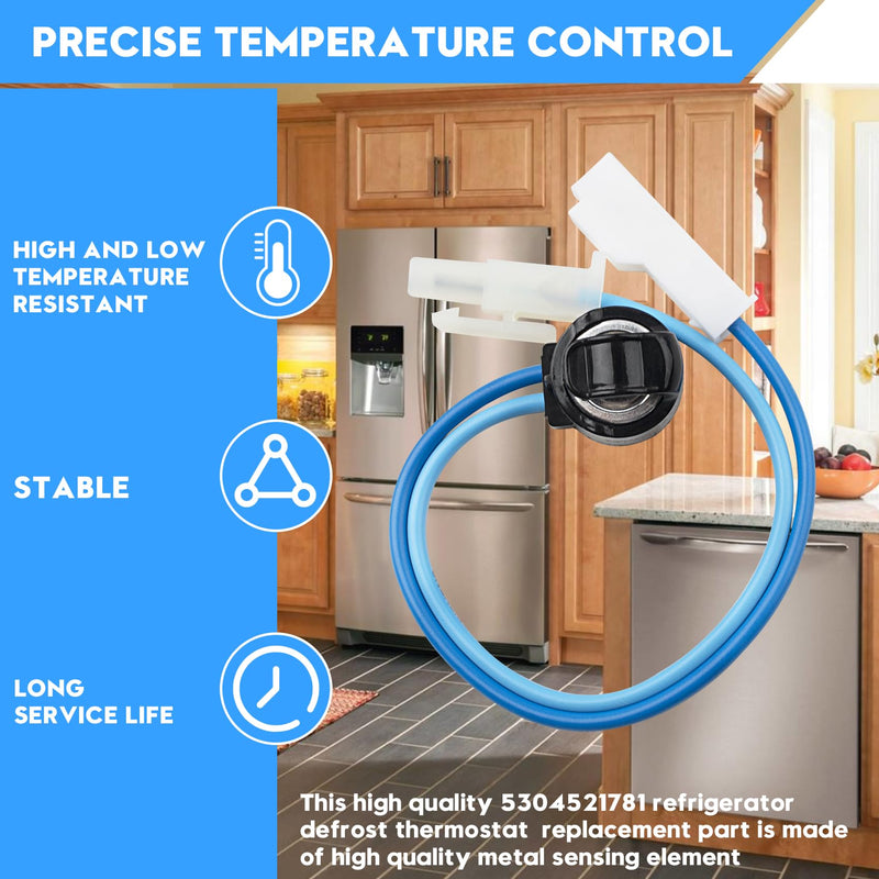 5304521781 Defrost Thermostat fits for various Frigidaire brand Refrigerator,Compatible with Kenmore, Electrolux And Other Brands,Replaces AP6893121,808062701,4931265,5304520990,PS12729016