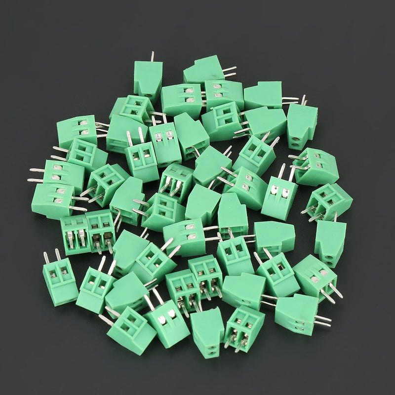 PCB Mount Screw Terminal Block 50pcs/set 2 Pin Pitch 2.54mm Green PCB Universal Screw Terminal Block Connector Assortment Kit