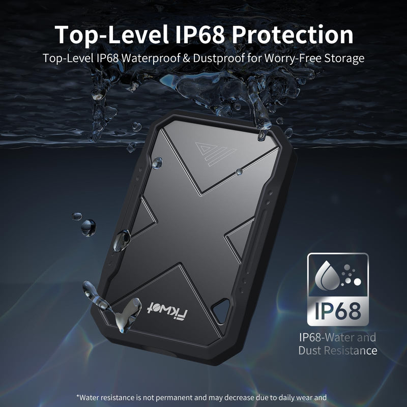 500GB Portable SSD, Up to 2050MB/s, USB 3.2 Gen2 USB-C, IP68 Water & Dust Resistant, Shockproof, External Solid State Drive for Smart TV, Cameras, iPhone 16/15, Windows, Mac and Other Devices (FP90) 500GB