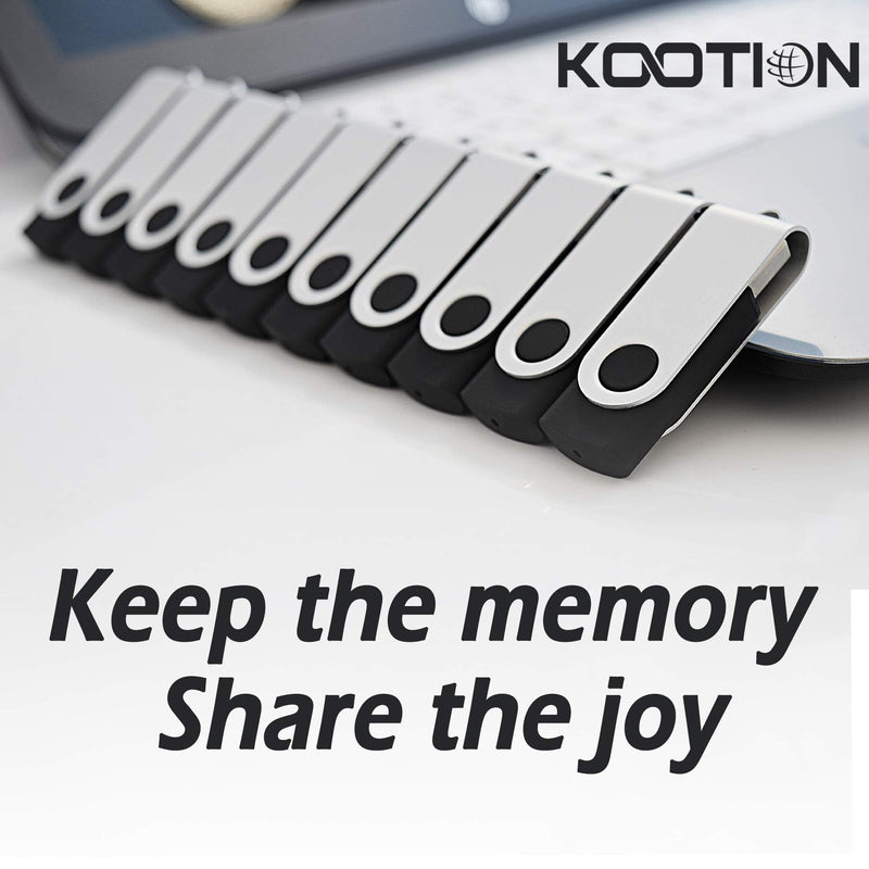 KOOTION 10 X 16 GB USB Flash Drive USB 2.0 Thumb Drive Memory Pen Stick Jump Drive Keychain Design Zip Drives Bulk (Black) 16GB Black-10 Pack