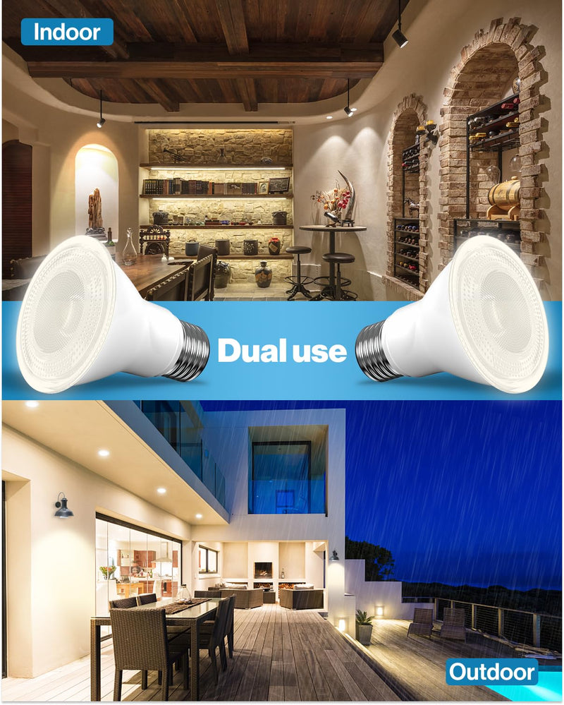Sunco 10 Pack PAR20 LED Bulb,Track Light Bulbs Flood Lighting Indoor Outdoor, High Brightness, 800 LM, 8W (50W Equivalent), 3000K Soft White, Dimmable, E26 Medium Base, Exterior, Wet Rated UL 10 Count (Pack of 1)