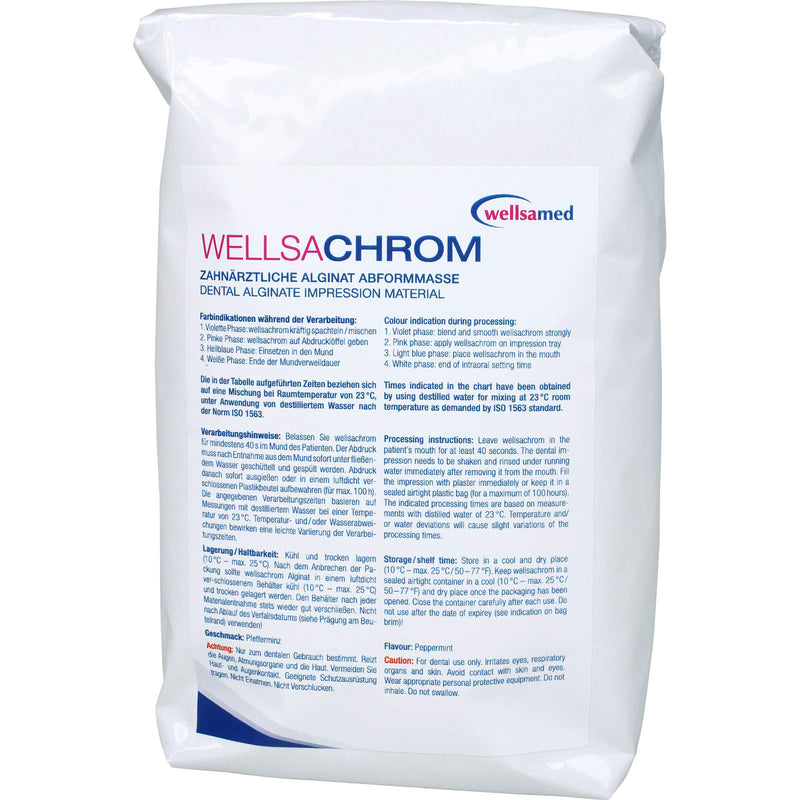 wellsamed wellsachrom dental alginate quick impression material powder 2 minutes impression material dental alginate Chromatic with color indicator 450 g bag