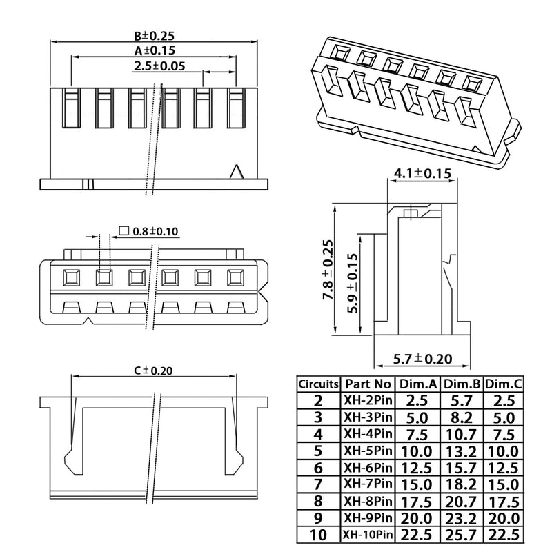 XH 2.54mm Plug Kit Pre-crimpePitch Male Female Sockets Plugs Silicone Cables Terminal Wires Plugd Cable Wire 2/3/4/5/6/7/8/9/10 Pin JST Adapter Compatible Connectors