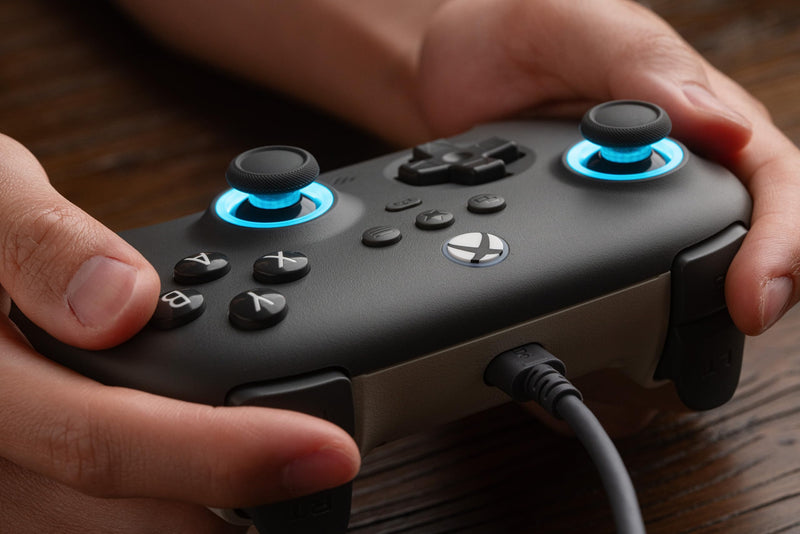 8BitDo Ultimate C Wired Controller for Xbox with Hall Effect Joysticks and Hall Triggers, RGB Lighting Fire Ring, Compatible with Xbox Series X|S, Xbox One, Windows 10/11 - Officially Licensed (Dark Gray) Dark Gray