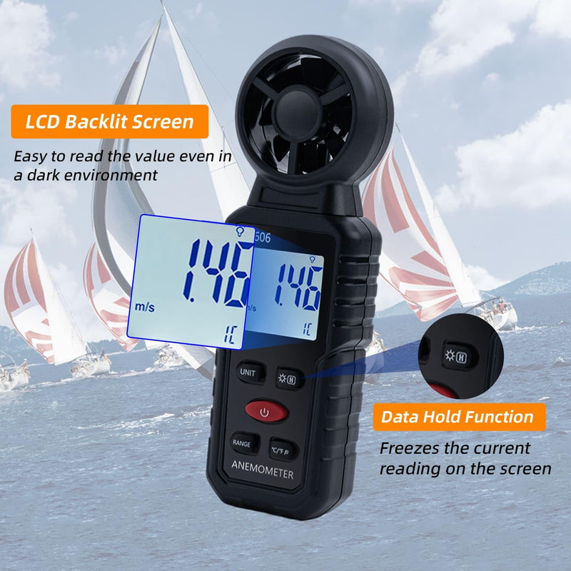 Mcbazel 3 in 1 Handheld Digital Anemometer Wind Gauge Wind Gauge for Measuring Wind Speed Temperature Windchill for HAVC Drone Sailing Fishing