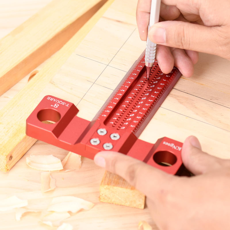 Woodworking Scriber T-Square Ruler 12in with Thoughtful Support Lips, Architect Ruler for Carpenter Work, Layout and Measuring Tools… 12 inch