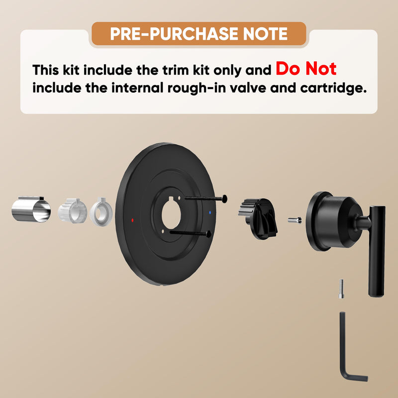 Replacement for Moen Single Lever Shower Handle, Compatible with T2901BL Gibson Posi-Temp Shower/Tub Pressure balanced Valves-Valve Trim Kit Only, Matte Black Shower Trim Kit without Valve