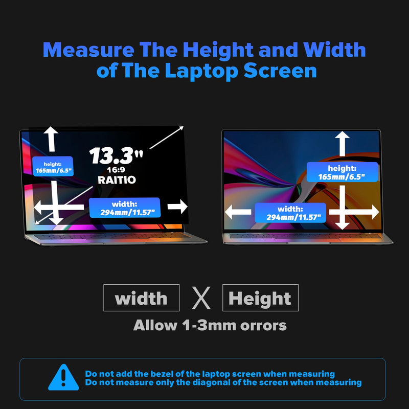 Laptop Privacy Screen 13.3 Inch Laptop Screen Privacy Shield 16:9 Aspect Removable Privacy Screen Compatible with Lenovo/HP/Dell, Blue Light UV-Blocking Screen Privacy Filter