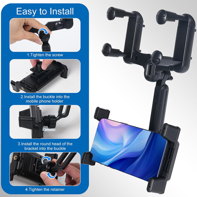 Phone Mount for Car,Car Rear View Mirror Phone Holder, multifunctional 360°Rotatable and Retractable Tablet Holder for Car，Suitable for iPhone1,iPad,Samsung Z Fold 5 4, All Foldable Phones