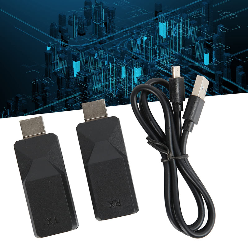 gernie HDMI Transmitter and Receiver, 165ft RJ45 to HDMI Extender Cat5 Cat6 Ethernet Wireless HDMI Transmitter Receiver Full HD 1080P HDMI Long Distance Extender Adapter for Laptop, PC