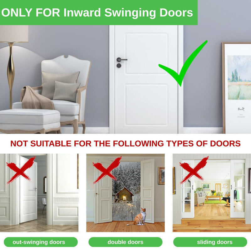 Home Security Door Lock, Upgraded Non-Spring and Flip Design for Easy to Open, Withstands 1200 lbs Force, Childproof Door Reinforcement Lock for Inward Swinging Doors, Silver, 2 Pack New 2 Pack