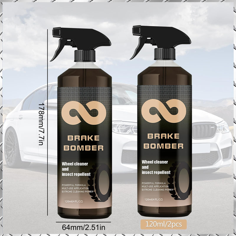 Brake Bomber Wheel Cleaner,Non-Acid Truck & Car Wheel Cleaner,Perfect for Cleaning Wheels and Tires,Rim Cleaner & Brake Dust Remover,Safe on Alloy,Chrome,Painted Wheels 120ML(2PCS Set)