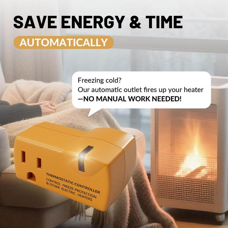 MAXKOSKO 4 PCS Freeze Thermostatically Controlled Outlet，Automatically Turn On Below 38 °F and Off Over 50 °F
