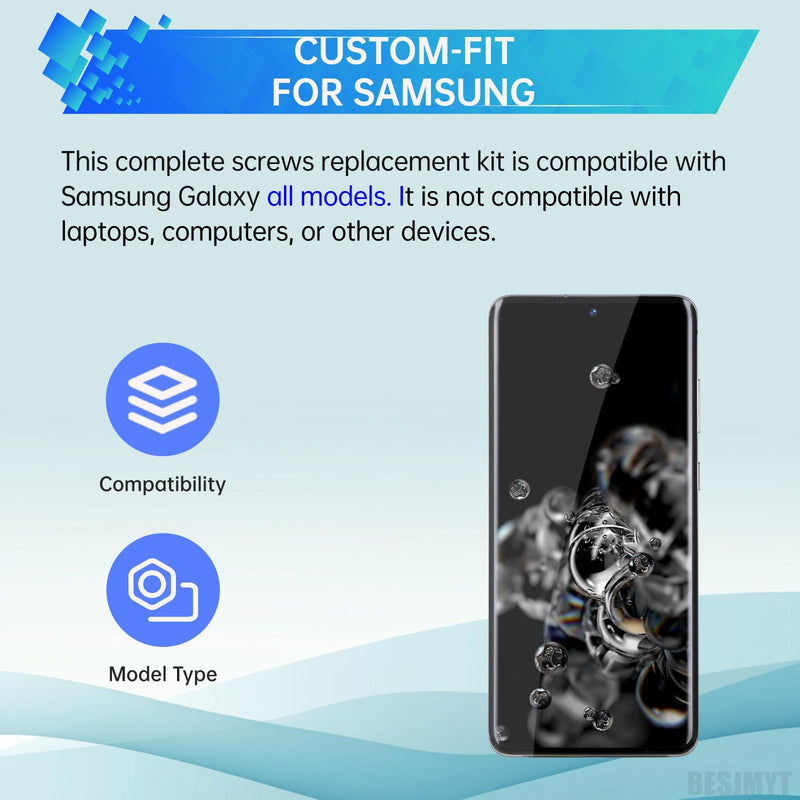for Samsung Galaxy Mobile Phone Full Complete White Screws Replacement Kit for All Models A13 S24 Note Plus Ultra Internal Screw Fix Inner Parts