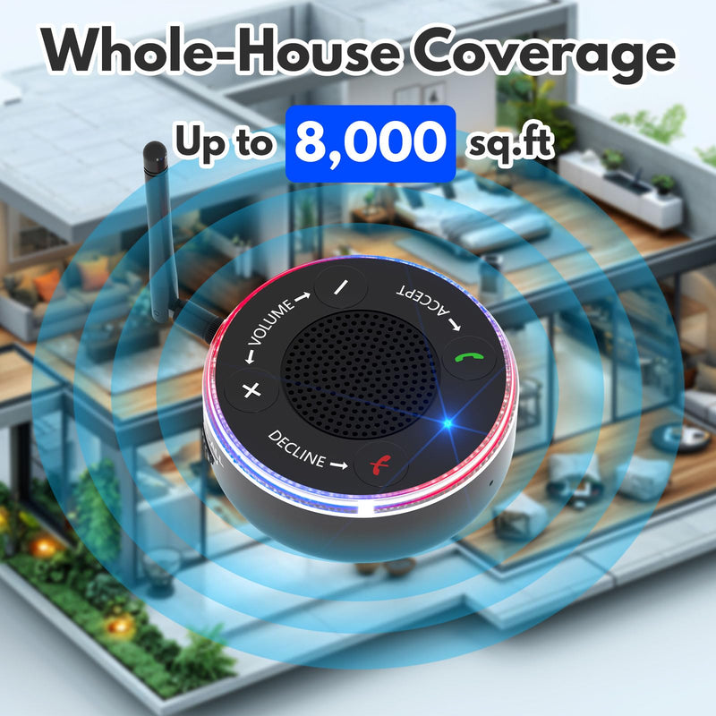 120dB Loud Cell Phone Ringer Amplifier | Red & Blue Flasher for Senior | Hearing Impaired Products | Wireless Speaker Booster for Phone| No Missed Calls