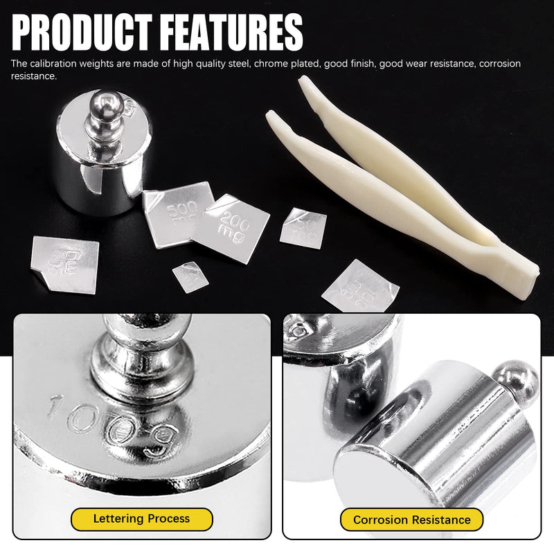 Precision Scale Calibration Weight Set 10g 2 x 20g 50g 2 x 100g 200g Steel Weights Calibration with Tweezers for Digital Scale Jewelry Scale M2 Class (Total 500g)
