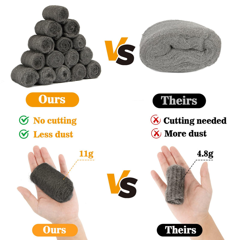 MAQIHAN Steel Wool 0000 Against Mice Repelling - 15 Pieces Metal Polish Steel Wool Fine 0000 Against Rats Steel Wool 0000 Iron Wool Rodent Protection Construction Foam