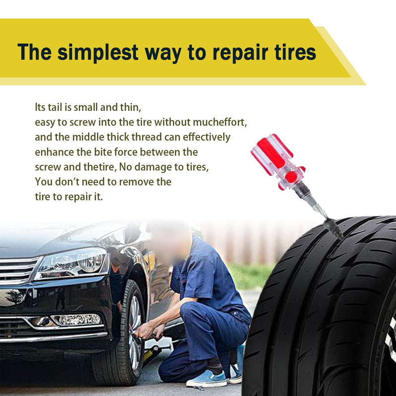 60PCS Tire Repair Rubber Nail, Vacuum Tire Repair Kits Spiral Rubber Nails, Tire Screw Plug Fast Tool Self Service Tire Repair Nail for car, Motorcycle, Truck, Tractor Tire Puncture Repair 60Pcs