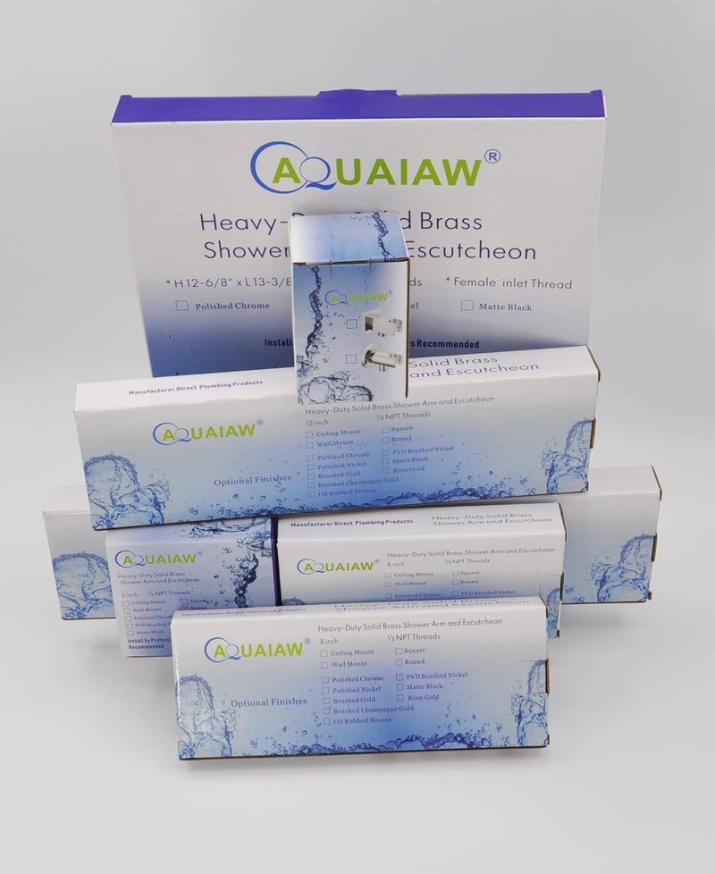 Square Shower Arm and Anti-Scratch O-Ring Flange, 6 inch, Solid Brass, Both Soldered 1/2 NPT Tapered Threads, Shower Head Arm, Wall Mount Shower Extension Arm (PVD Brushed Nickel) Brushed Nickel PVD