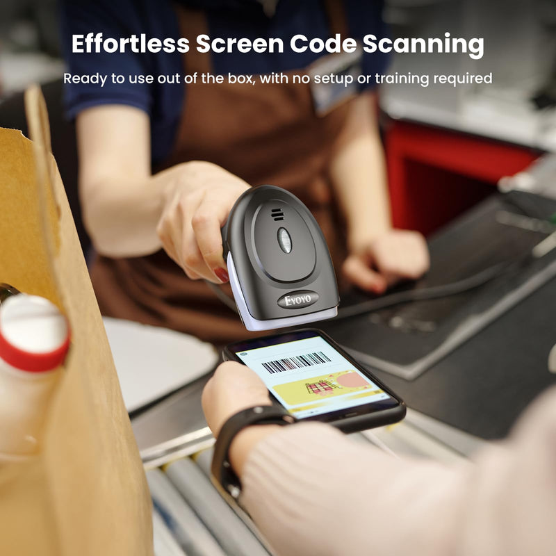 Eyoyo 2D USB Barcode Scanner: Handheld Wired QR Code Scanner for Computer Laptop POS PC, Fast Automatic 1D UPC Screen & Printed Bar Code Reader for Library, Retail Store, Book, Warehouse Inventory