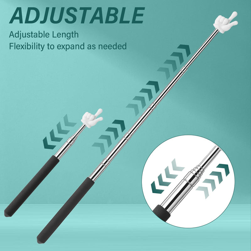 2 Pcs Finger Pointer Stick Telescopic Teachers Pointer Finger Retractable Pointer for Classroom & Kindergarten Supplies (Black)
