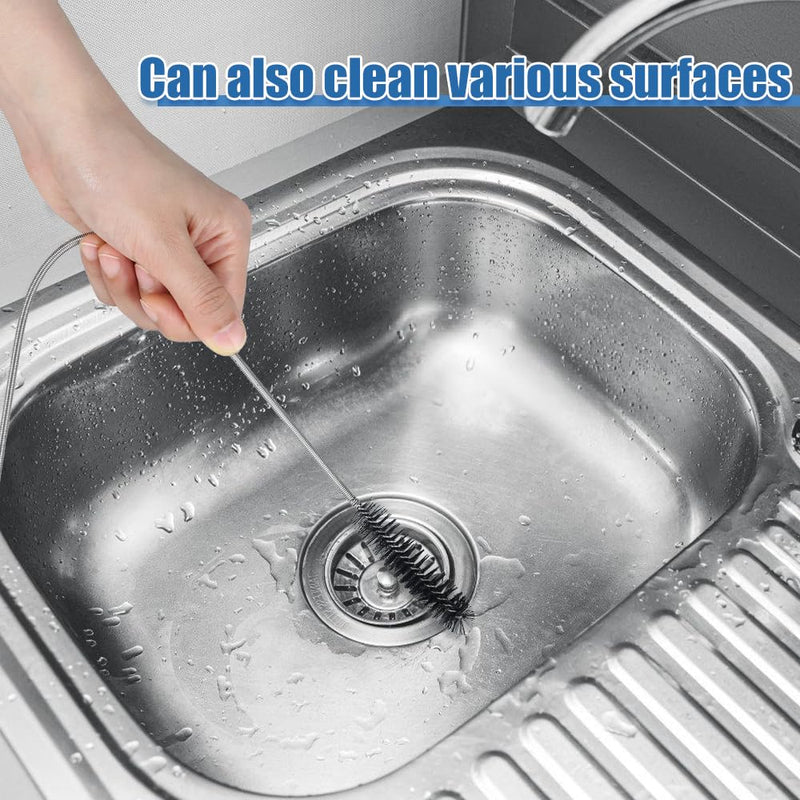 Flexible Cleaning Brush for Pipes, Pipe Cleaning Brush with Two Bristle Heads, 90 cm/155 cm/200 cm Long, Cleaning Tool for Hose, Pipes, Narrow Drain Hole 200 cm