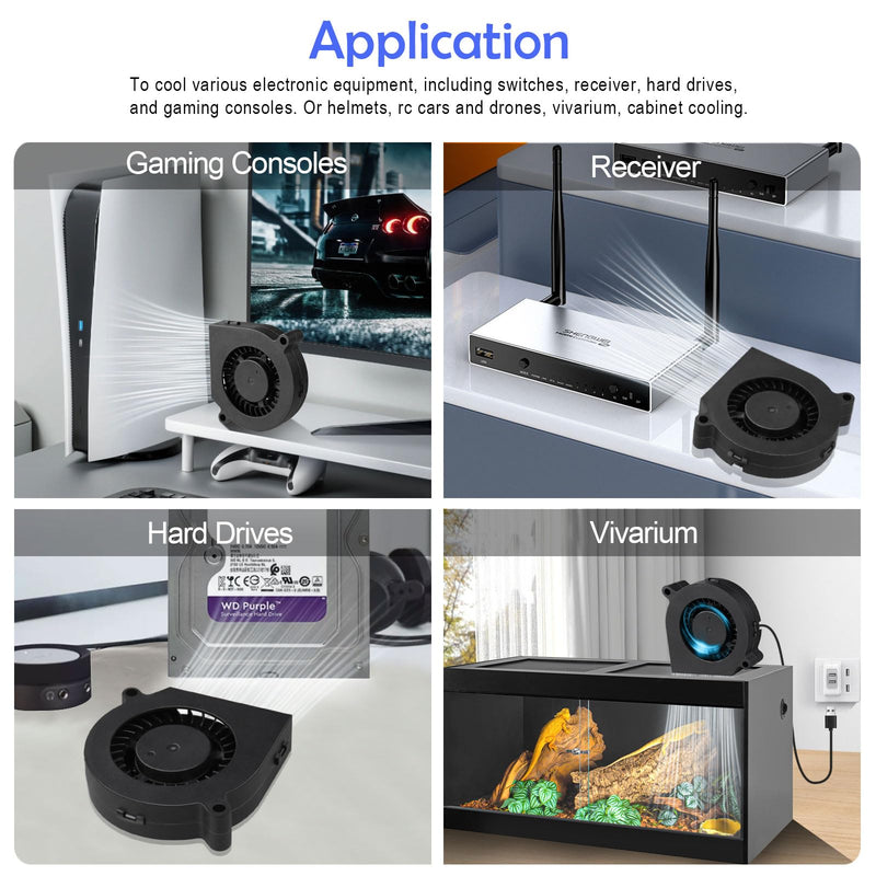 Wathai 60mm x 15mm Computer Case USB Blower Fan 5V with Variable Speed Controller for Receiver DVR PlayStation Xbox Computer Cabinet Cooling 2 Pack