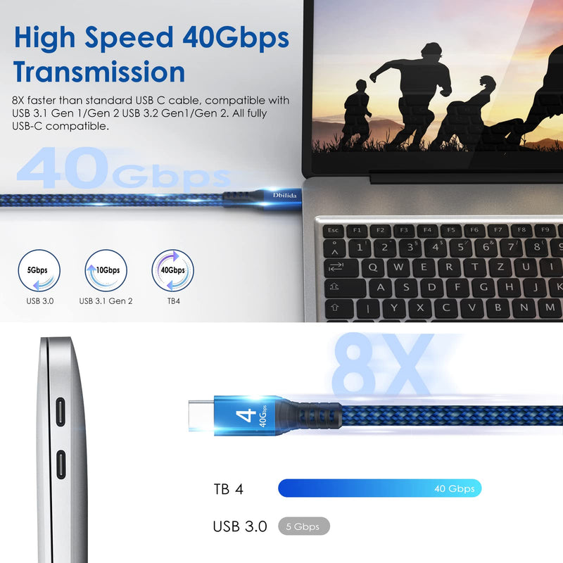 Thunderbolt 4 Cable 6.6FT Compatible, 240W, 40Gbps, 8K 60Hz, 4K 144Hz USB 4 USB C Cable for MacBook Pro/Air, SSD, Dell XPS HP, iPhone 17, SSD, Mac mini M4 Pro 6.6Feet