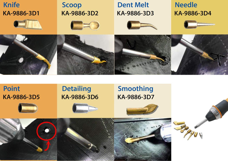 KINGTOOL 3D Printing Smoothing Tool Kit, 3D Printing Modify Finishing Tool, Cleaning Needle, Scarper (USB Power Cord) (Charcoal) Charcoal