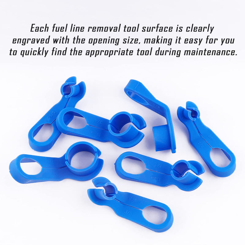 7PCS AC Fuel Line Disconnect Tool Set - 1/4 5/16 3/8 1/2 5/8 3/4 7/8 Inch Fuel Filter Removal Tool Compatible with GM Ford Chrysler More Vehicles - New Upgrade Fuel Line Removal Tool Kit
