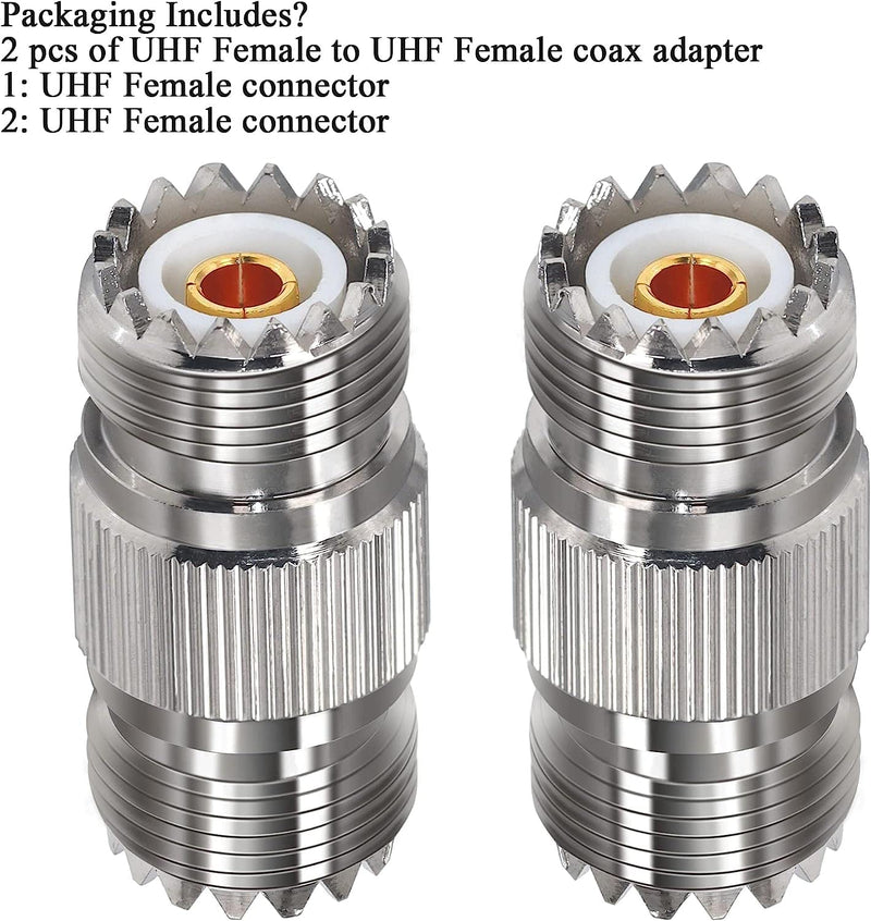 2PCS PL259 UHF Coax Adapter Cable Gender Changers, SO239 Coax Connector Female to Female Coaxial Adapter for CB Radio, Antenna