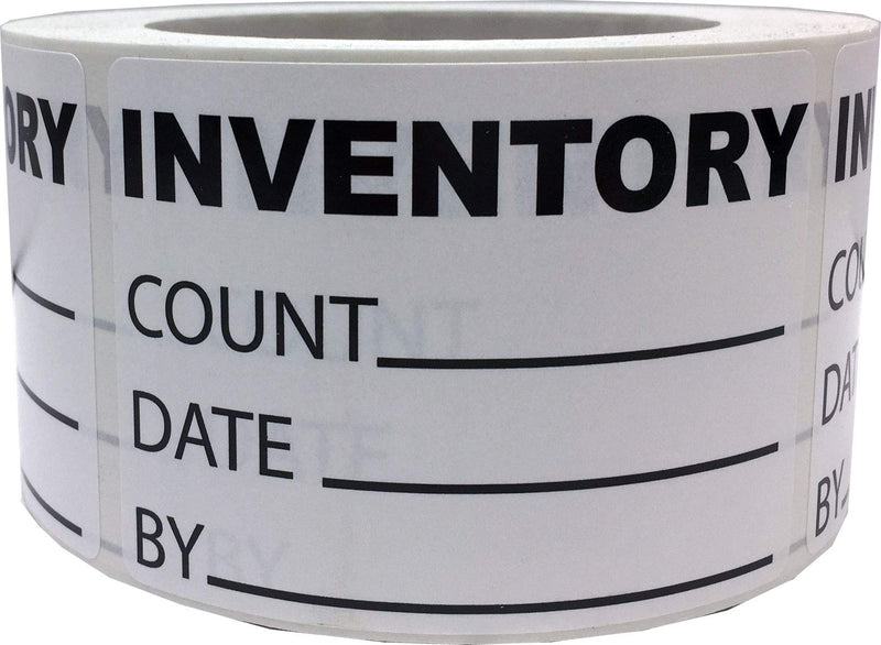 Inventory Count Labels – White with Black Text, 3.5 x 2.5 Inch Adhesive Stickers with Count, Date, and By Fields, 500 Total Labels Per Roll for Stock Control, Retail, and Warehouses – Made in the USA
