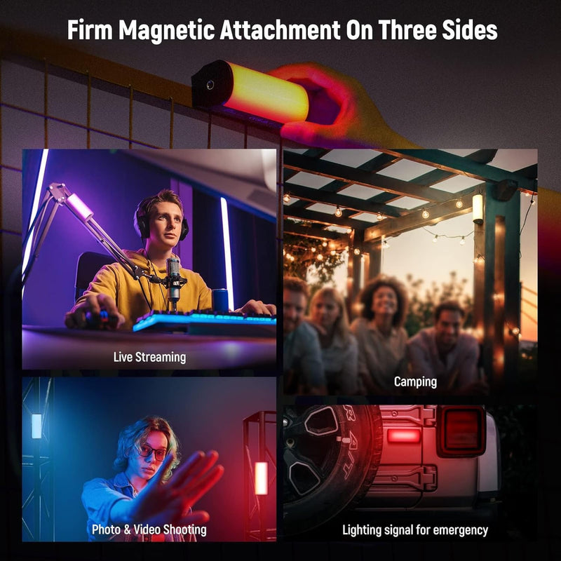 NEEWER 3 Pack Magnetic Handheld Light Wand, 360° Full RGB Mini LED Video Light Stick with 2500mAh Rechargeable Battery,2500-8500K Dimmable Camera Tube Light for Photography TikTok YouTube Vlog,TL96RGB TL96RGB(3-Pack)