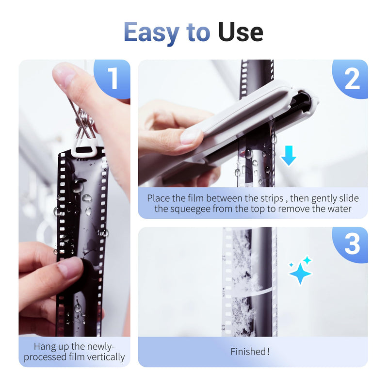 JJC Film Squeegee for 35mm and 120 Film, Film Wiper with Silicone Blades to Dry Water, No Marks and Scratches Leave