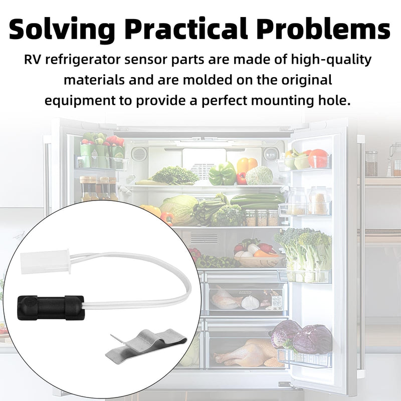 629409 RV Fridge Thermistor Sensor with Thermistor Mounting Clip, Durable RV Fridge Sensor Replacement for Norcold