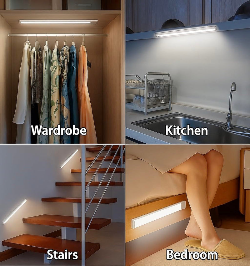 Under Cabinet Lighting 16 Inch, 2 Pack Rechargeable LED Motion Sensor Lights, Dimmable, USB-C, 3 Color Temperature, Magnetic Wireless Closet, Kitchen, Wardrobe Lights 16 inches