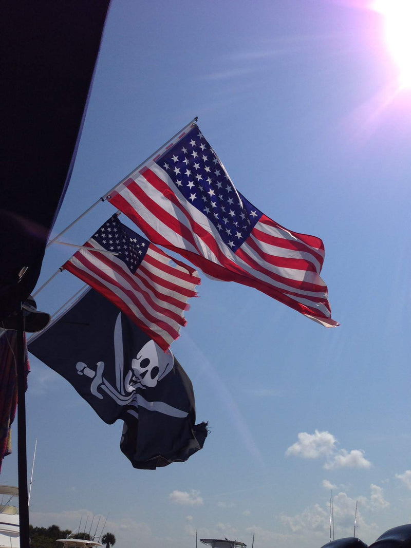 South Wind Designs Boat Flag Pole for Rod Holder & Rocket Launcher - Marine Boat Flagpole Kit, Fiberglass Rod, EVA Foam Base with Gimbal End - 4.5ft Flagpole & 2x3 USA Flag (Combo) 4.5 Feet