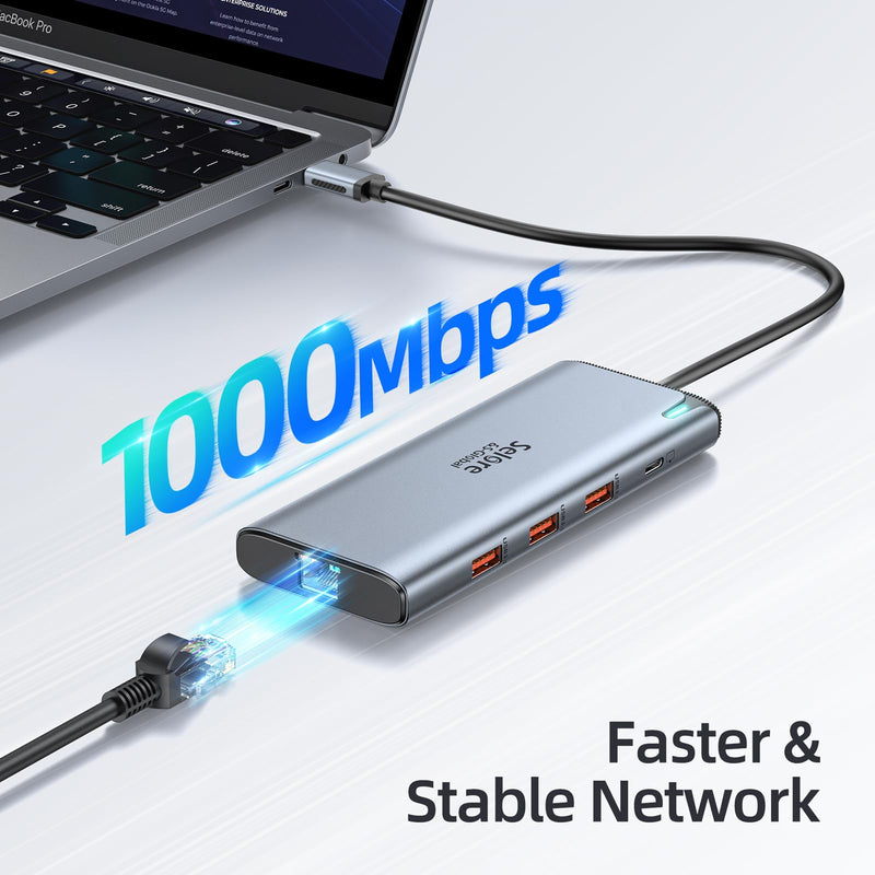 Docking Station USB C Video,8K Laptop Docking Station Dual Monitor 8K@60Hz 2*HDMI,USB-C Hub with USBC Video Output,4 * 10Gbps USB Port,Ethernet,100W PD for Portable Monitor,MacBook Pro/Air,Dell,HP Space