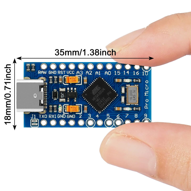 5pcs Pro Micro Board Module Atmega32U4 5V 16MHz USB Programming Development Board Micro-Controller Compatible with Arduino IDE (with Pin Header) 5pcs