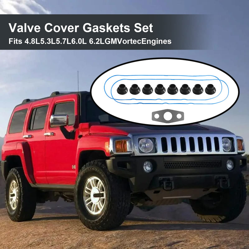 Valve Cover Gasket Set Compatible with Chevy Silverado, Suburban, Tahoe, Trailblazer, GMC Sierra, Yukon, Envoy, Cadillac Escalade, for 4.8L 5.3L 6.0L 6.2L Ls Replace VS50504R1